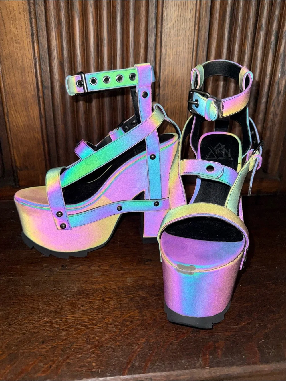 YRU Dolls Kill *DISCONTINUED* Nightcall Platform Strappy Heels Size 7